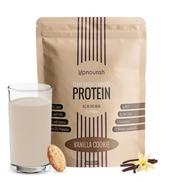 UpNourish Vanilla Cookie Poudre de protéines végétaliennes 54 Superaliments Poudre,1,5 milliard d'UFC Probiotiques 21g Protéines végétales, Pas de sucre Pas de lait Pas d'OGM Sans lait, Remplacement des repas Shake Keto-friendly Low-Carb Diet,15 portions