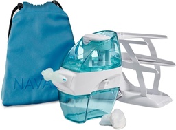 Système d'irrigation nasale de luxe Navage - Saline Nasal Rinse Kit avec 1 Nez Cleaner, 20 Sel Pods, Sky Blue Travel Bag et 1 Countertop Caddy....