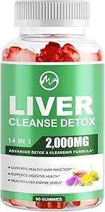 Nettoyer le foie Détox et réparer les gommes, sans sucre foie supplément de soutien de santé avec 2000mg Thistle de lait, gluten, dandelion, acide alpha lipoïque, artichaut et autres herbes, 1 paquet, framboise