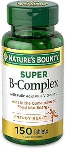 Bounty de la nature, complexe Super B avec vitamine C et acide folique - Immuni et soutien énergétique - 150 comprimés,.