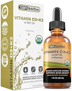Absorption MAX, vitamine D3 + K2 (MK-7) gouttes liquides avec huile MCT, non aromatisée, aide à soutenir les os forts et le cœur en santé