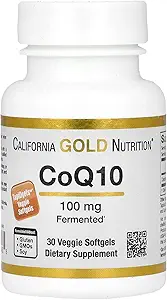 California Gold Nutrition CoQ10 100 mg, Coenzyme Q10 Ubiquinone USP, soutient la fonction mitochondriale*, 30 softgels Veggie