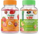 Vitamine D vieable pour enfants + Curcumine curcuma curcuma pour enfants, Gommies - Grande dégustation, supplément de vitamine, sans gluten, sans OGM, gommy à croquer
