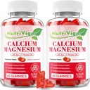 Gommies de zinc de magnésium de calcium avec haute absorption Magnésium 300mg, supplément de calcium avec D3 pour os, muscles et immunosupport pour enfants et adultes, fraise, 120 comte