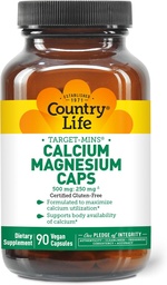Country Life Cible-Mins Complexe de magnésium de calcium - 1000mg Calcium, 500mg Magnésium, Supplément sans gluten pour la santé des os