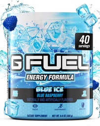 G Carburant Blue Ice Energy Drink Poudre, Pré-entraînement Mélange de caféine pour le jeu, sans sucre Focus Amino, Vitamine + Antioxydants, 9,9 oz (framboise bleue, 40 portions)
