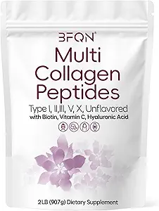 Poudre de protéines multicollagènes, 2 livres – Type I,II,III,V,X avec biotine, acide hyaluronique, vitamine C – peptides de collagène non aromatisés – Keto & Paleo Friendly, Easy Dissolve, non-OGM (2LB)