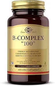 Solgar B-Complex "100", 150 Capsules végétales - Support du système nerveux - Soutien Métabolisme énergétique - Non-OGM, Vegan, Sans gluten, Sans laiterie, Casher - 150 portions