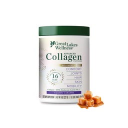 Great Lakes Wellness Movement Boost Advanced Collagen Peptides Powder with MSM, Hyaluronique Acid, Vitamine C - Mobility & Comfort - Caramel Aromatisé - Non-OGM, Keto, Kosher - 8 oz