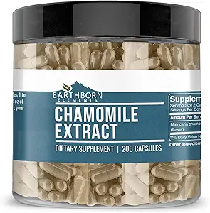 Éléments terriens Extrait de camomille 200 capsules, pures et non diluées, sans additifs