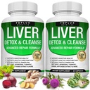 Nettoyer le foie Détox et la formule de réparation Supplément de désintoxication du foie – Thistle de lait avec dandelion, artichaut, curcuma, racine de betterave, curcuma et plus pour nettoyage naturel rapide à base de plantes non-gmo Vegan 60 capsules