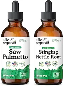 Teinture de palmetto de scie sauvage et biologique 4 fl oz & Teinture de la racine de la nervure 4 fl oz