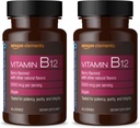 Éléments Vitamine B12 méthylcobalamine 5000 mcg - Production d'énergie normale et métabolisme, support du système immunitaire - 2 mois d'approvisionnement, Lozanges aromatisées aux baies, 65 comtes (paquet de 2)