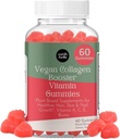 terre & elle Vegan Collagen Booster Gummies pour les femmes avec la biotine et les vitamines - Boosts ongles capillaires et la peau santé, anti-âge - Delicious sucre sans saveur - Facile à mâcher - 60 Compte