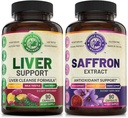 Liver Cleanse Detox Repair Formula and Pure Safran Extract Bundle (Une bouteille chacune). Soutient la santé du foie, la stimulation énergétique, l'humeur, la fonction métabolique. États-Unis Fait.