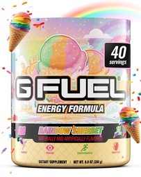 G Combustible Rainbow Sherbet Energy Drink Poudre, Pré-entraînement Caféine Mix pour le jeu, Sucre sans accent Amino, Vitamine + Antioxydants, 9.9oz (Sherbet de Rainbow, 40 portions)