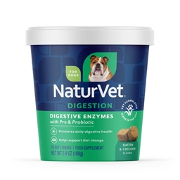 NaturVet – Enzymes digestifs - Plus Probiotiques et prébiotiques – Aide à soutenir le changement de régime alimentaire et un piège digestif sain – pour les chiens (Cheveaux doux, 70 comte)