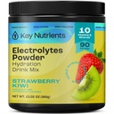 NUTRIENTS CLÉS Électrolytes Multivitamine Poudre Pas de sucre - Poudre d'électrolyte Kiwi de fraise juteuse - Supplément Endurance & Energie - Poudre d'hydratation - Pas de Calories - 90 portions - Fabriqué aux États-Unis