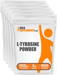 BulkSupplements.com Poudre L-Tyrosine - Sports Nutrition, Supplément Acid Amino - Sans aromatisants et sans gluten, 500mg par portion, 5kg (11 lbs) (paquet de 5)