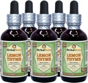 Thym citron (Thymus x Citriodorus) Glycérite, extrait liquide sans alcool séché biologique (marque: HerbalTerra, Fièrement fabriqué aux États-Unis) 5x2 fl.oz (5x60 ml)