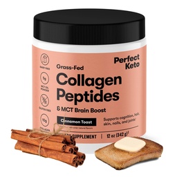 Perfect Keto Collagen Peptides poudre de protéines avec huile MCT, collagène hydrolysé, supplément de type I & III, gazon sans gluten, faible teneur en glucides, crème de café Keto, collagène pour les femmes et les hommes, pain de cannelle