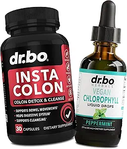 Colon Cleanser Détox & Chlorophyl gouttes liquides - 15 jours Colon Cleanse Pills avec gingembre, liquide Chlorophyll gouttes corps Odeur Déodorant interne - Poop Bowel Mouvement Suppléments Soutien intestinal Gut