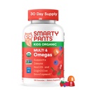 SmartyPants Organic Kids Multivitamine Gummies: Omega 3 (ALA), Vitamine D3, C, Vitamine B12, B6, A, K & Zinc pour le soutien immunitaire, Biotine, Végétarien, Trois arômes de fruits, 120 Compte (30 jours)