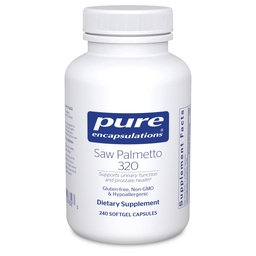 Encapsulations pures Saw Palmetto 320 - Acides gras et autres nutriments essentiels pour soutenir le métabolisme et la fonction urinaire - avec extrait de Saw Palmetto - 240 Capsules Softgel