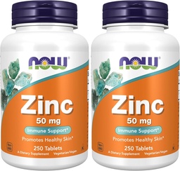 MAINTENANT Suppléments, zinc (gluconate de zinc) 50 mg, soutient les fonctions enzymatiques*, support immunitaire*, 250 comprimés (paquet de 2)