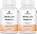 300 milliards d'UFC Probiotiques - Probiotiques pour les femmes et les hommes, 12 souches probiotiques plus prébiotiques, Max Potentiel pour la santé globale digestive et gustative, soutien immunitaire, plateau stable - 120 capsules