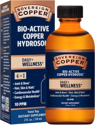 Superior Copper Professional 4-en-1 Wellness Support, joint et os, cheveux, peau et ongles, santé cardiovasculaire et énergie, hydrosol de cuivre bioactif, 30 ppm, haut de torsion liquide, 2 Fl Oz (59 ml)