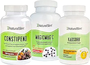 NaturalSlim Constipation Aid Bundle – Constipend, Magicmag C et Kadsorb Bundle - Meilleur système digestif et santé intestinale, riche en Citrate de magnésium et de potassium Formulé par Frank Suarez