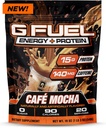 G Fuel Protéine + Poudre de boisson énergétique, Pré-entraînement Mélange de caféine pour le jeu, sans sucre Focus Amino, Vitamine + Antioxydants, 19oz (Cafe Mocha, 20 portions)