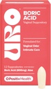 O Positiv URO Acide borique Suppositoire vaginal – avec acide lactique, et Aloe pour le soulagement rapide et le contrôle de l'odeur vaginale – végétalien, exempt de parabènes, de colorants et de fragrances – 12 Compte (paquet de 1)