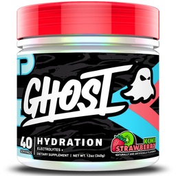 GHOST Hydratation, Fraise Kiwi, 40 portions, Poudre d'électrolyte - Supplément de mélange de boisson avec Magnésium, Potassium, Calcium, Vitamine C & Taurine pour l'énergie et l'endurance - Vegan, Sans soja, Sucre et Gluten