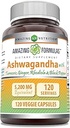 Formules étonnantes Supplément Ashwagandha , Contient Turmeric, Ginger, Rhodiola, & Black Pepper , 5200 Mg par service , Capsules Veggie , Non-GMO , Sans gluten , Fabriqué aux États-Unis (1 Pack , 120 comte)