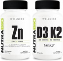 NutraBio chélate de zinc et supplément minéral de vitamine D3 K2 – peut aider à la croissance, le développement, le système immunitaire, et la santé des os et du coeur