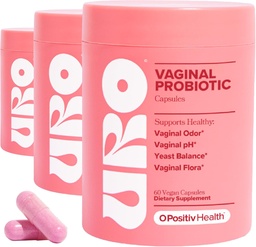 O Positiv URO Probiotiques vaginaux pour les femmes pH Équilibre avec les prébiotiques et lactobacillus mélange probiotique - supplément de santé vaginale - Promouvoir l'odore vaginale saine et la flore vaginale, 60 comtes (paquet de 3)