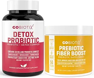 GOBIOTIX Detox & Fiber Supplement Bundle - Prebiotic Fiber Powder & Detox Support - favorise la santé digestive, le nettoyage des intestins et la régularité - Keto, Vegan, sans gluten