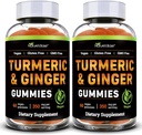 Nature's Base Turmeric and Ginger Gummies for Adult (2 Pack) - Supplément Curcumin Tumeric pour soutenir la santé conjointe et le soutien immunitaire - 120 Gummies Vegan