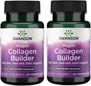 Construction de collagène végétalien de Swanson - avec Dermaval - Cheveux, peau, santé des ongles - 60 capsules de veg (2 paquets)