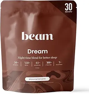 Beam Dream Sleep Powder, L-Theanine, Apigenin, Reishi et Magnésium, troisième partie testé aide au sommeil naturel et supplément de sommeil pour le sommeil profond, relaxation et récupération, soutien de sommeil naturel, 30 portions