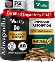 Capsules Ashwagandha 1310mg avec poivre noir - Suppléments Ashwagandha fabriqués aux États-Unis pour le support de relaxation, la fonction cognitive normale et les niveaux d'énergie équilibrés – 60 capsules