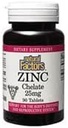 Facteurs naturels - Zinc Chelate 25mg, Soutien pour une peau saine et fonction immunitaire, 90 comprimés