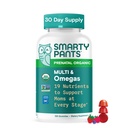 Vitamines prénatales organiques SmartyPants pour femmes, Gommies multivitamines : Biotine, Méthylfolate, Oméga 3 (ALA), Vitamine D3, C, Vitamine B12, B6, A, K2 et zinc, Choline, Végétarienne, 120 Compte (30 jours)