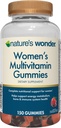 Nature's Wonder Femmes Multivitamine Gummies, soutient l'énergie, le métabolisme, les os et le système immunitaire santé avec les vitamines A,C,D,B6, B12, Biotine, acide folique, 75 jours d'approvisionnement, 150 comte