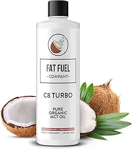 Combustible gras C8 MCT Huile - Carburant corporel pur et biologique à base de noix de coco, supplément kéto pour l'énergie et Focus - 16 Fl Oz