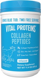 Protéines vitales Collagène Peptides Poudre - Supporte cheveux, ongles, peau, santé articulaire, non aromatisé, sucre zéro, 11,4oz