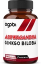agobi 1600mg Ashwagandha avec supplément Ginkgo Biloba - Super formule d'extrait pour système immunitaire, production d'énergie, mémoire santé et focus - 240 Capsules de Veggie