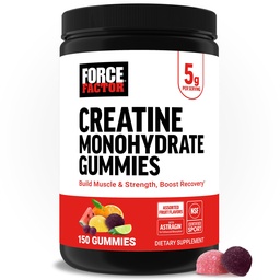 Facteur de force Gommies monohydratées créatine, 5g de dose pour les hommes et les femmes pour soutenir les muscles, la force, la récupération, la santé cognitive et la mémoire, les arômes de fruits assortis, 150 Gommies